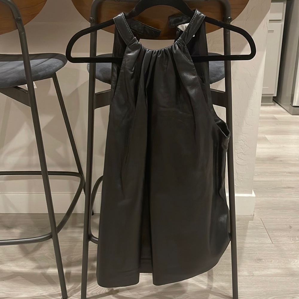 Joie Leather halter neck tank
